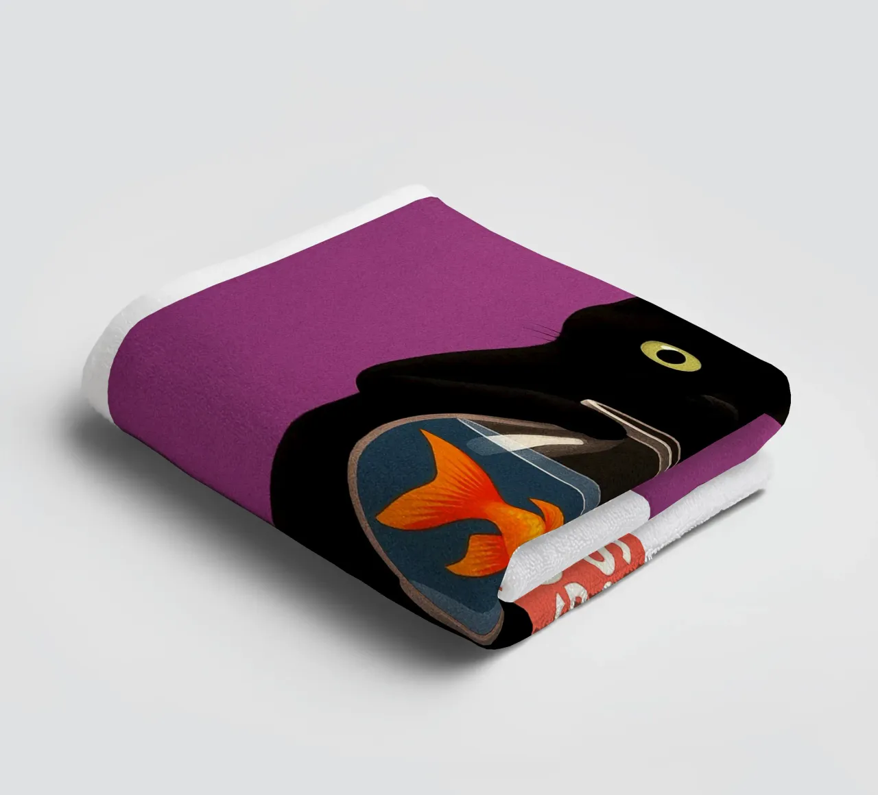 Chat noir amusant serviette de bain de the gan gan