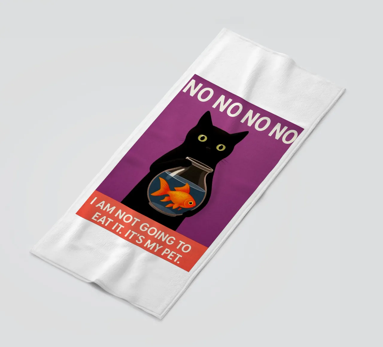 Gatto nero divertente telo mare da the gan gan