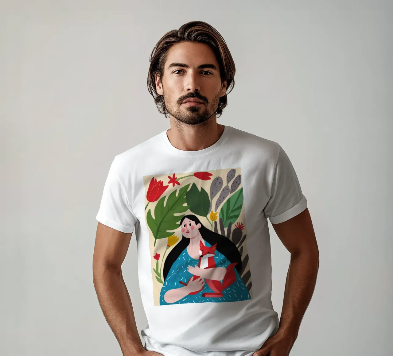 Abbraccio tra compagni di volpe t-shirt da Petal Canvas
