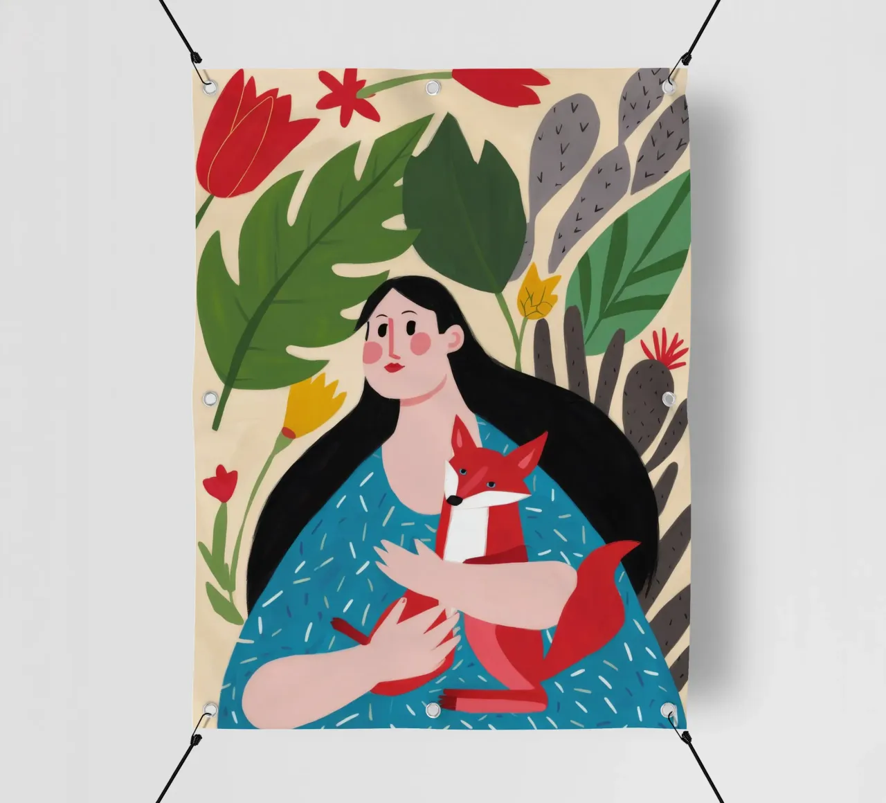 Abbraccio tra compagni di volpe telo in pvc da Petal Canvas