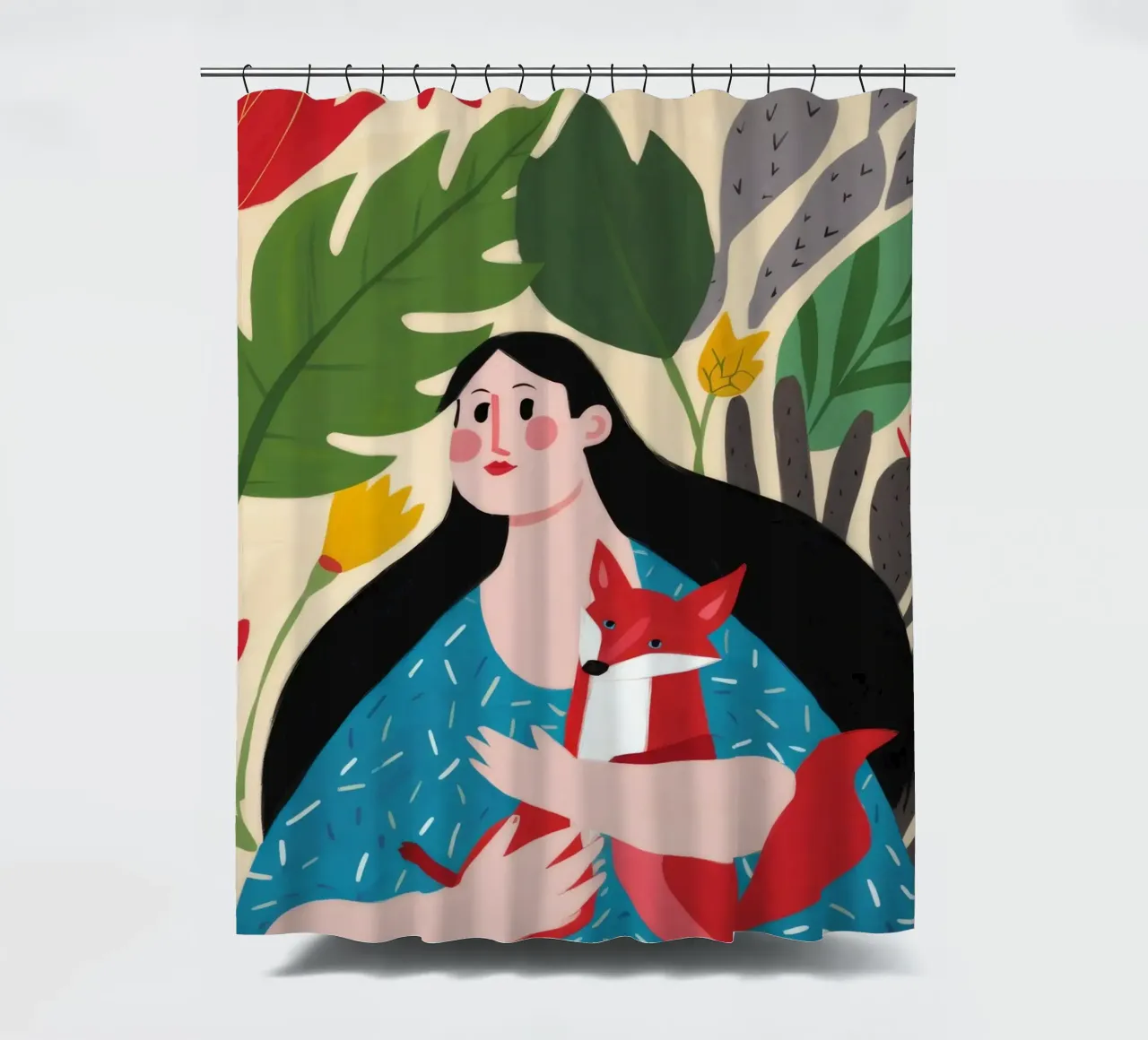 Étreinte du compagnon renard rideau de douche de Petal Canvas