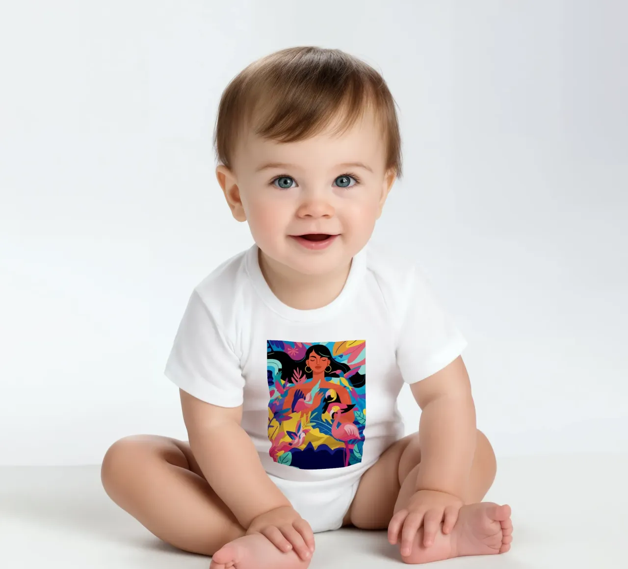 Tropische dansvibes babyrompertje korte mouwen van Petal Canvas
