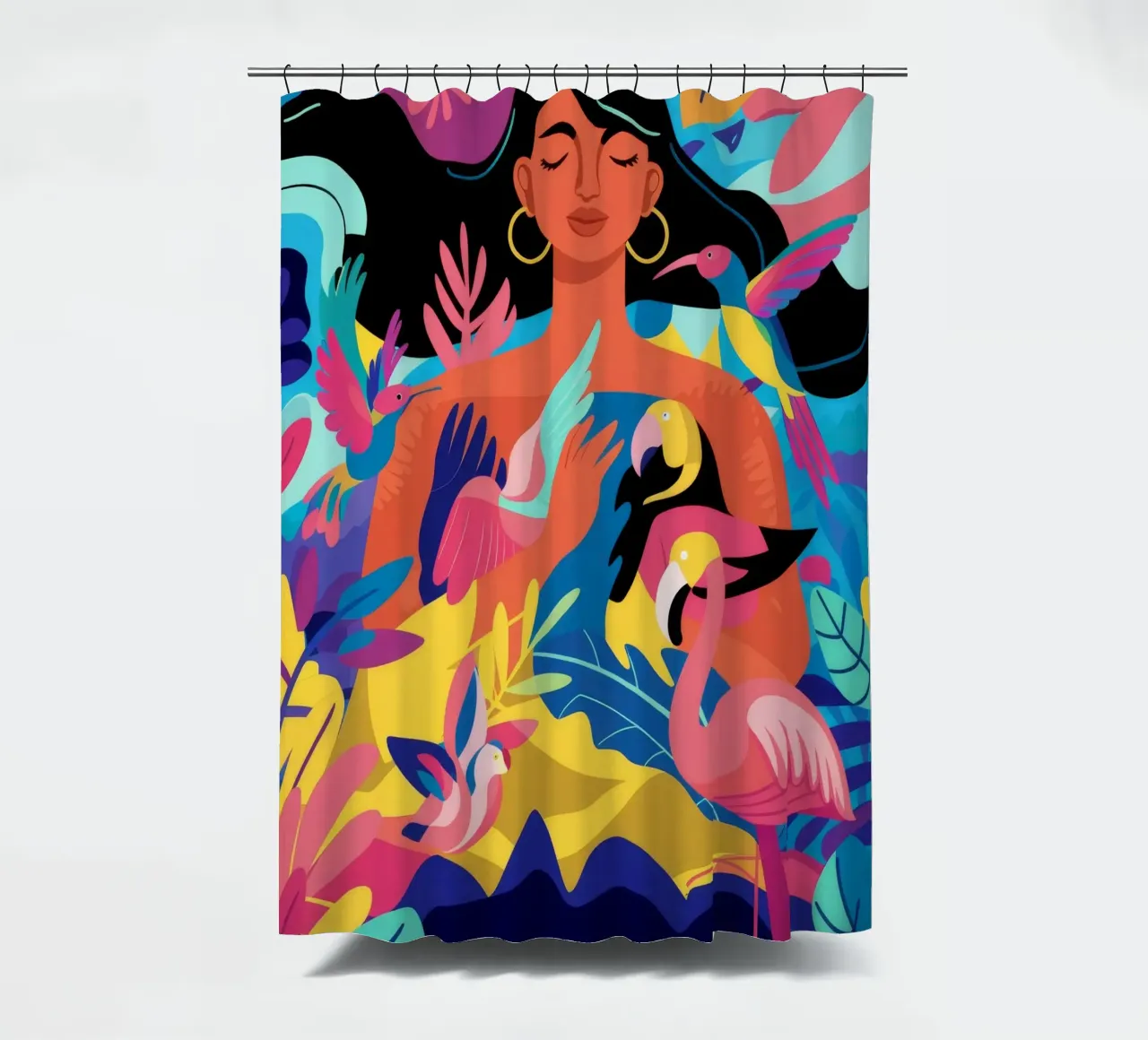 Tropical Dance Vibes shower curtain by Petal Canvas