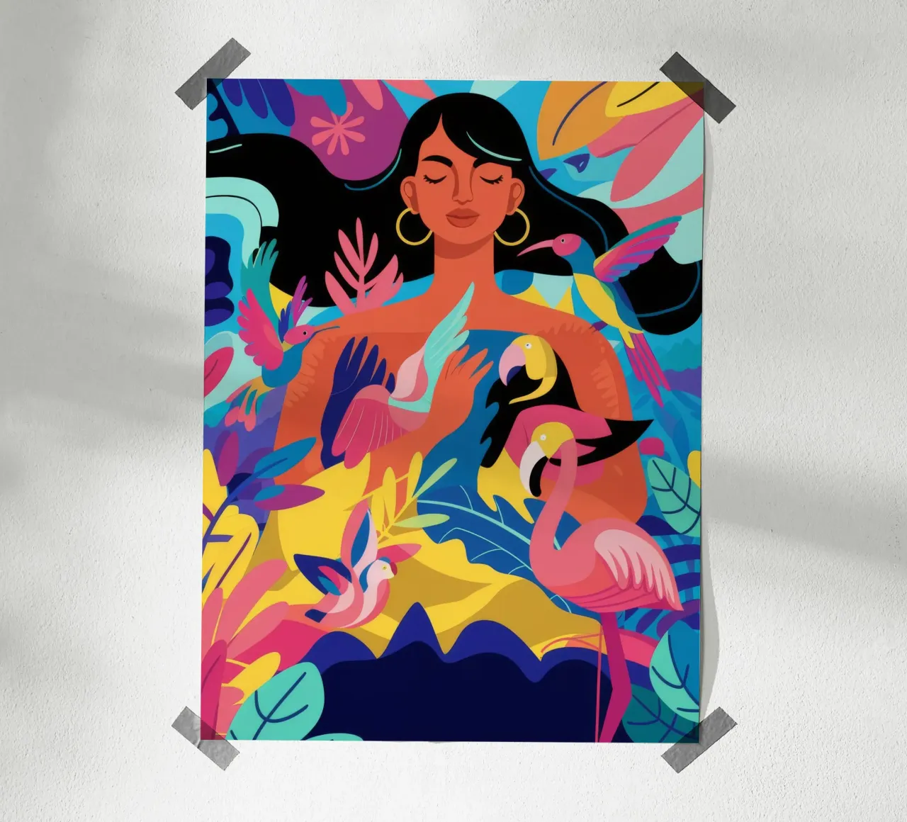 Vibrazioni di danza tropicale poster con telaio in plastica da Petal Canvas