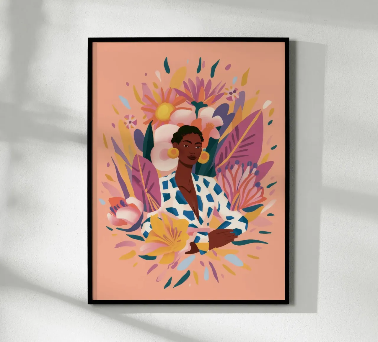 Maestà della corona floreale poster con telaio in legno da Petal Canvas