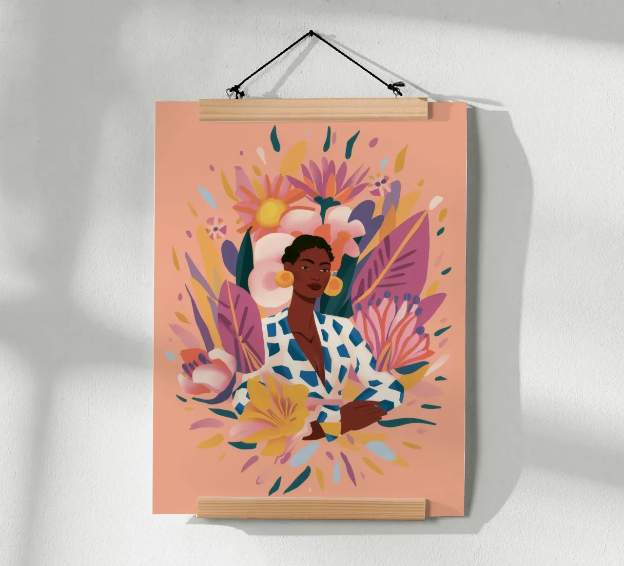 Maestà della corona floreale poster con telaio in legno da Petal Canvas