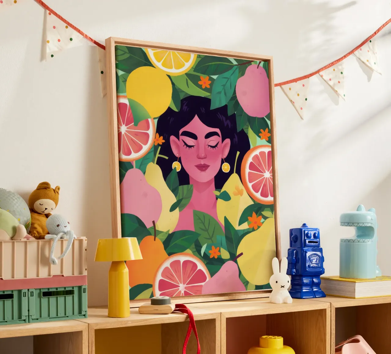 Citrustuin Gelukzaligheid canvas met Baklijst van Petal Canvas