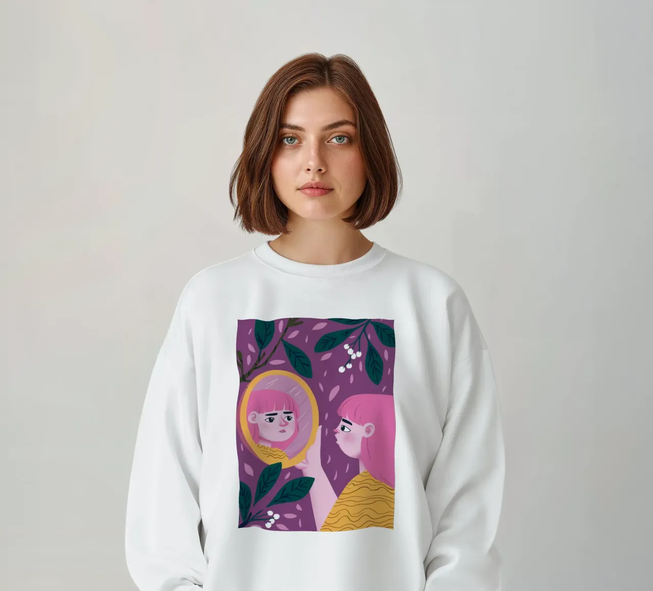 Mirror Reflection Contemplation sweatshirt by Petal Canvas