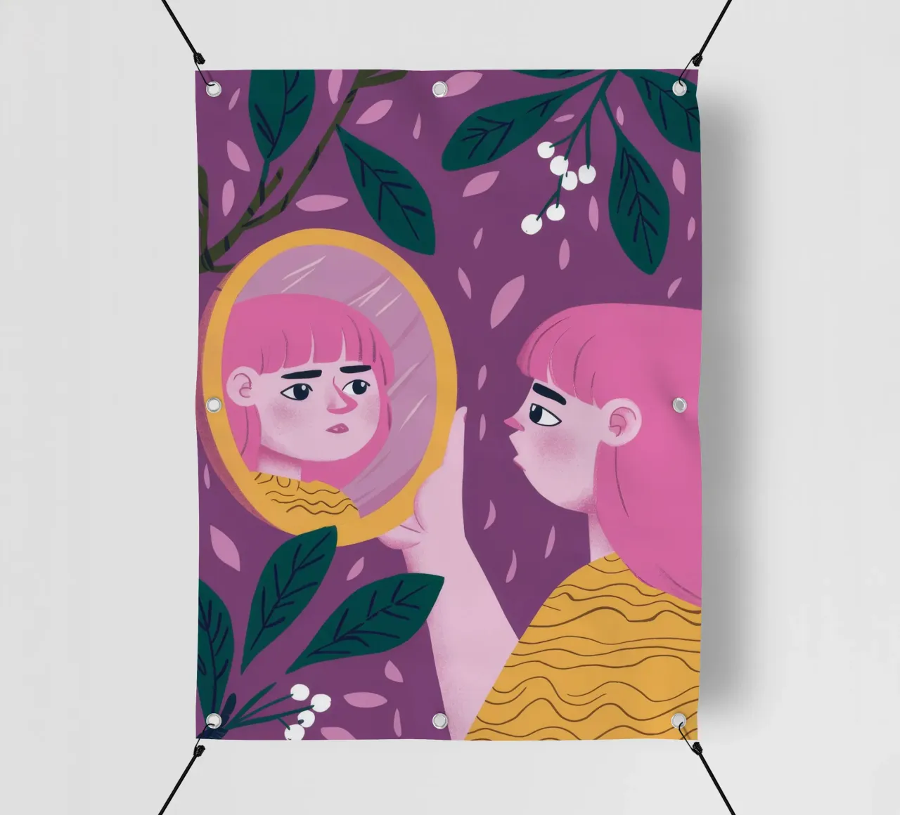 Specchio Riflesso Contemplazione telo in pvc da Petal Canvas