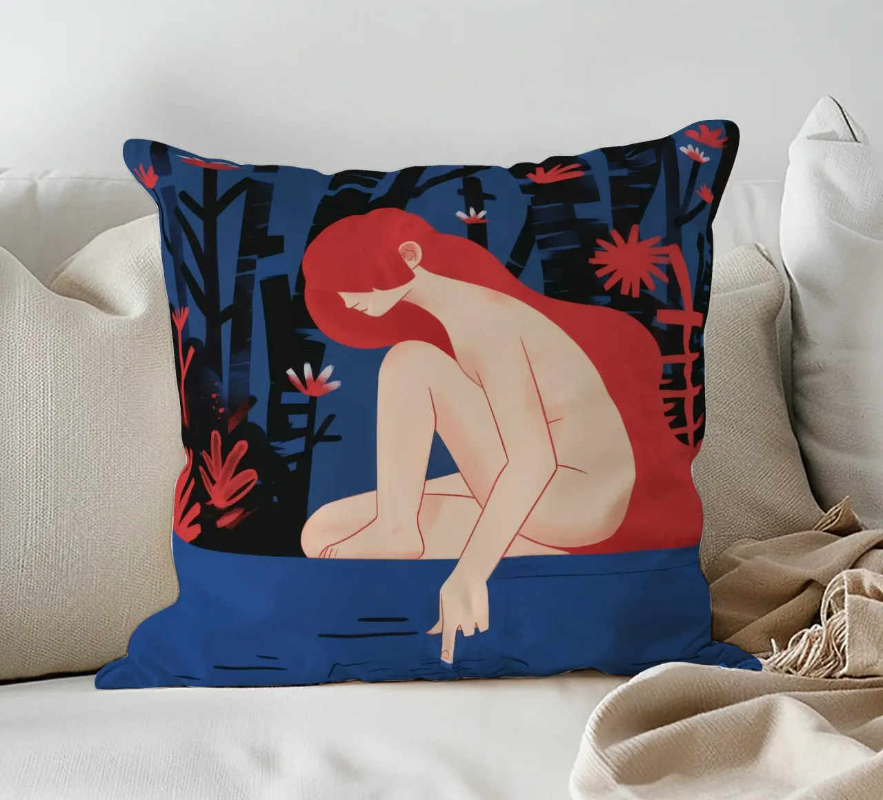 Riflesso d'acqua Tranquillità cuscino da Petal Canvas