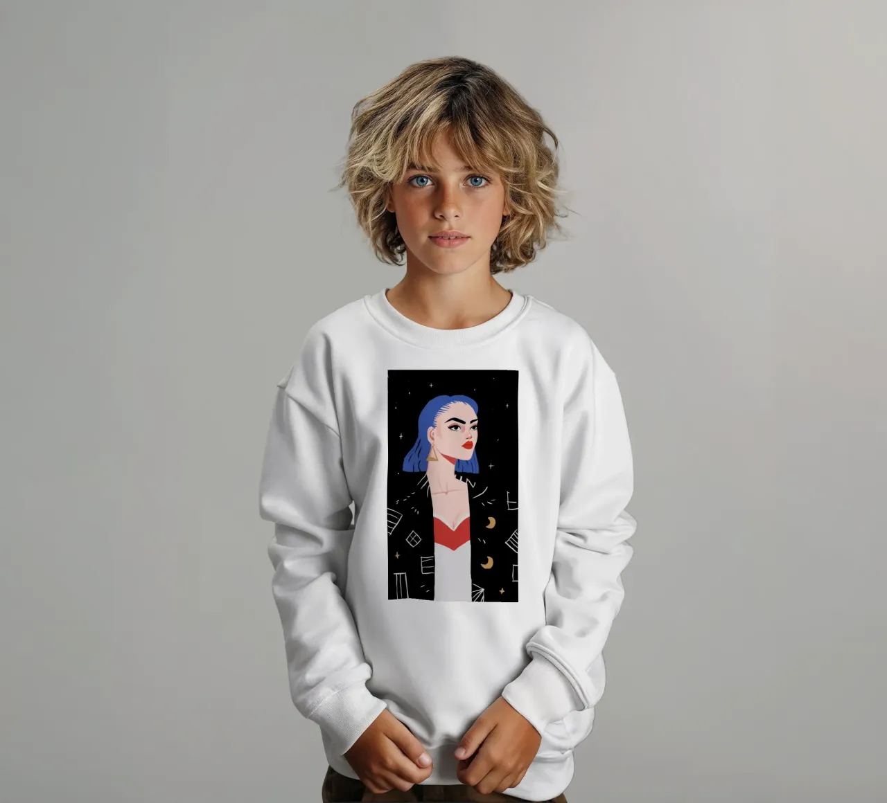 Cosmic Fashion Statement kids sweatshirt by Petal Canvas