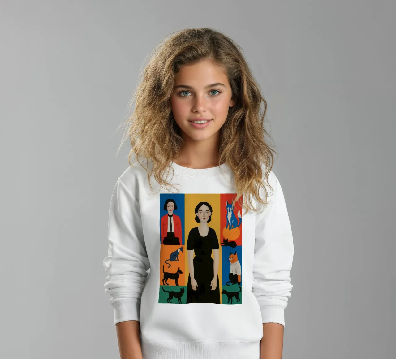 Cat Lover's Portrait kids sweatshirt by Petal Canvas