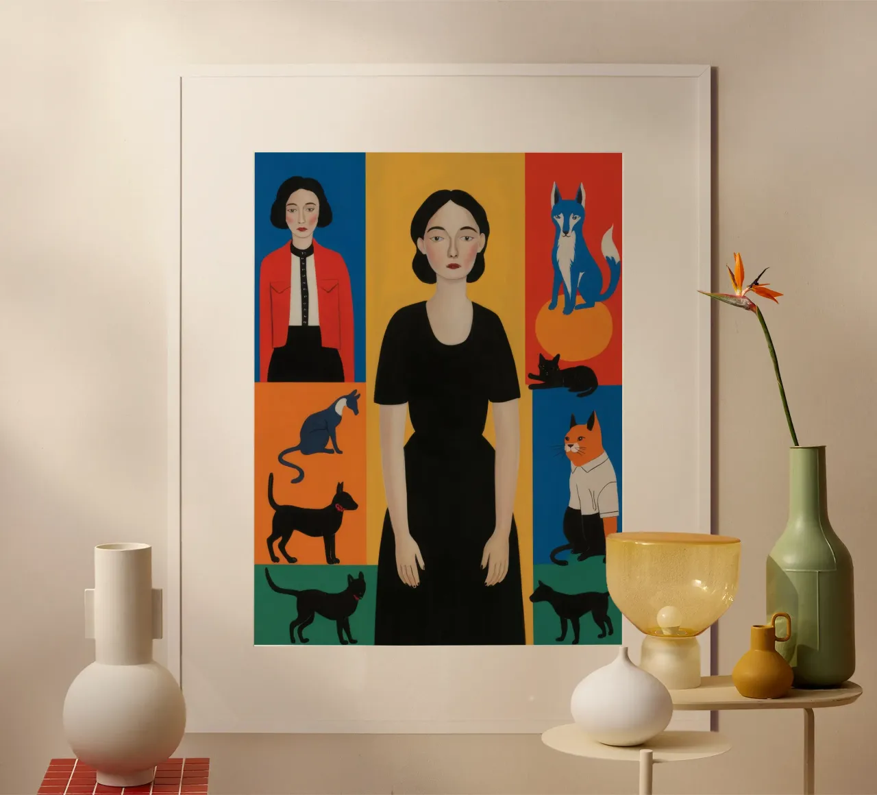 Ritratto di un amante dei gatti poster con telaio in alluminio da Petal Canvas