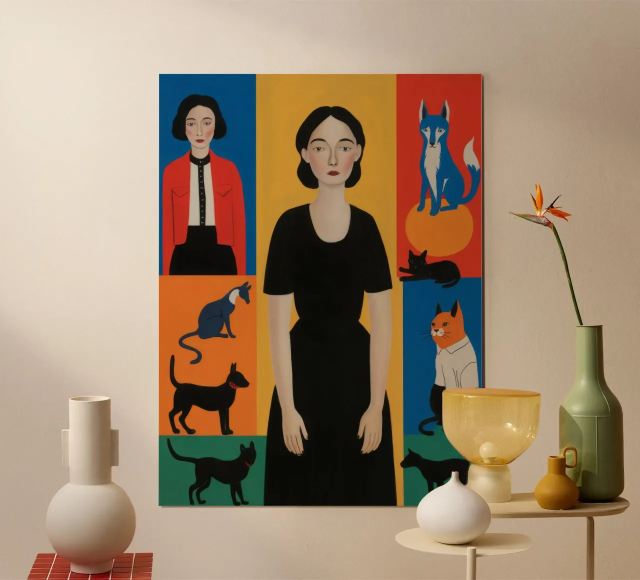 Ritratto di un amante dei gatti poster con telaio in alluminio da Petal Canvas