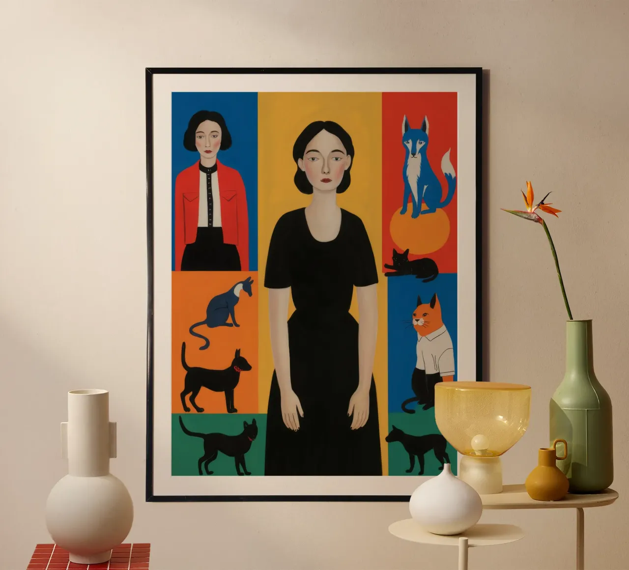 Ritratto di un amante dei gatti poster con telaio in alluminio da Petal Canvas