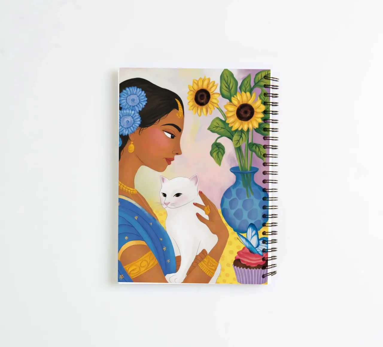Sunflower Cat Harmony spiral notebook by Petal Canvas