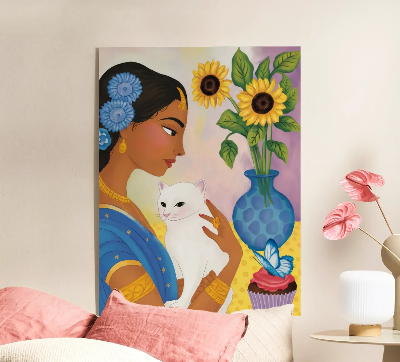 Sunflower Cat Harmony acrylic glass by Petal Canvas