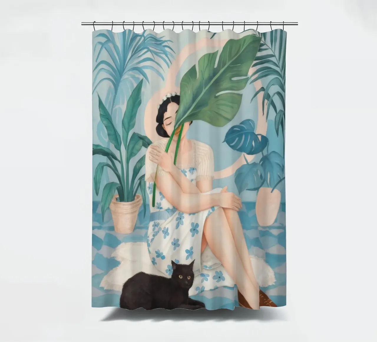 Tropical Relaxation Scene shower curtain by Petal Canvas