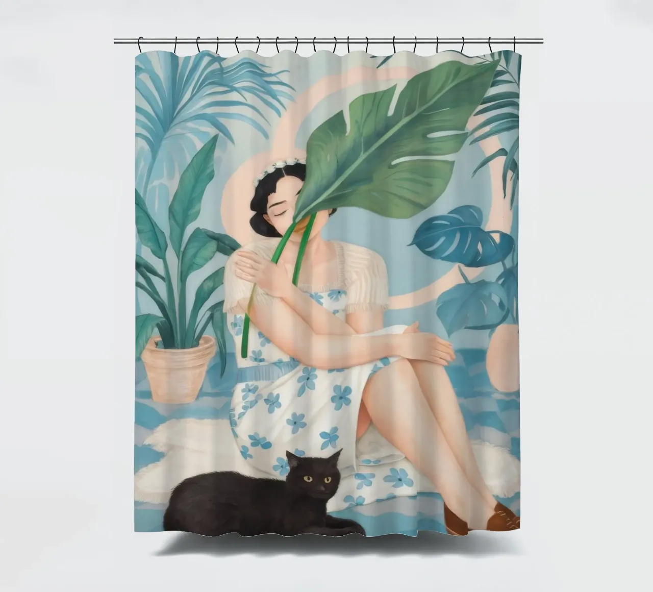 Tropical Relaxation Scene shower curtain by Petal Canvas