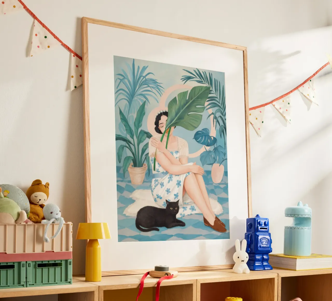 Scena di relax tropicale poster con telaio in alluminio da Petal Canvas