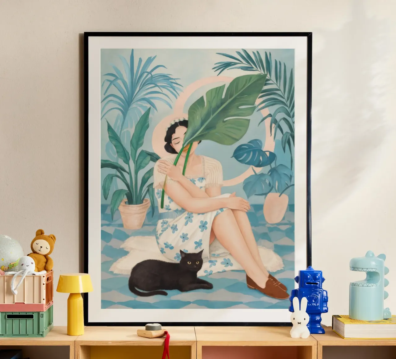 Scena di relax tropicale poster con telaio in alluminio da Petal Canvas