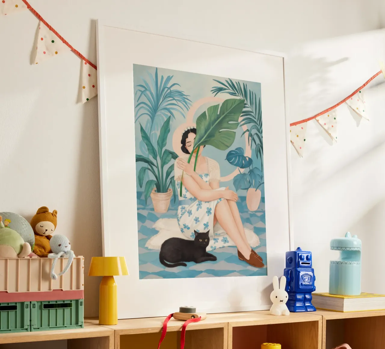 Scena di relax tropicale poster con telaio in alluminio da Petal Canvas