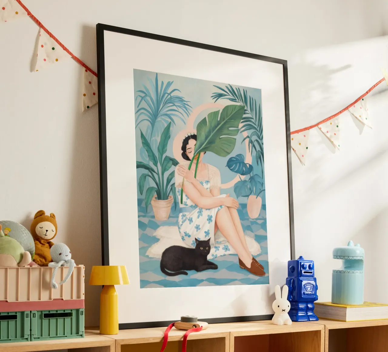 Scena di relax tropicale poster con telaio in alluminio da Petal Canvas