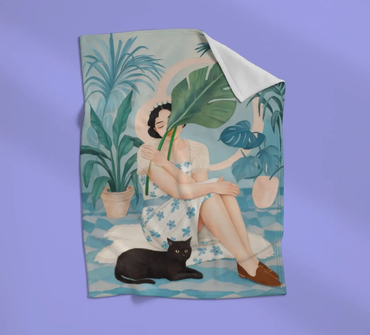 Tropical Relaxation Scene fleece blanket by Petal Canvas