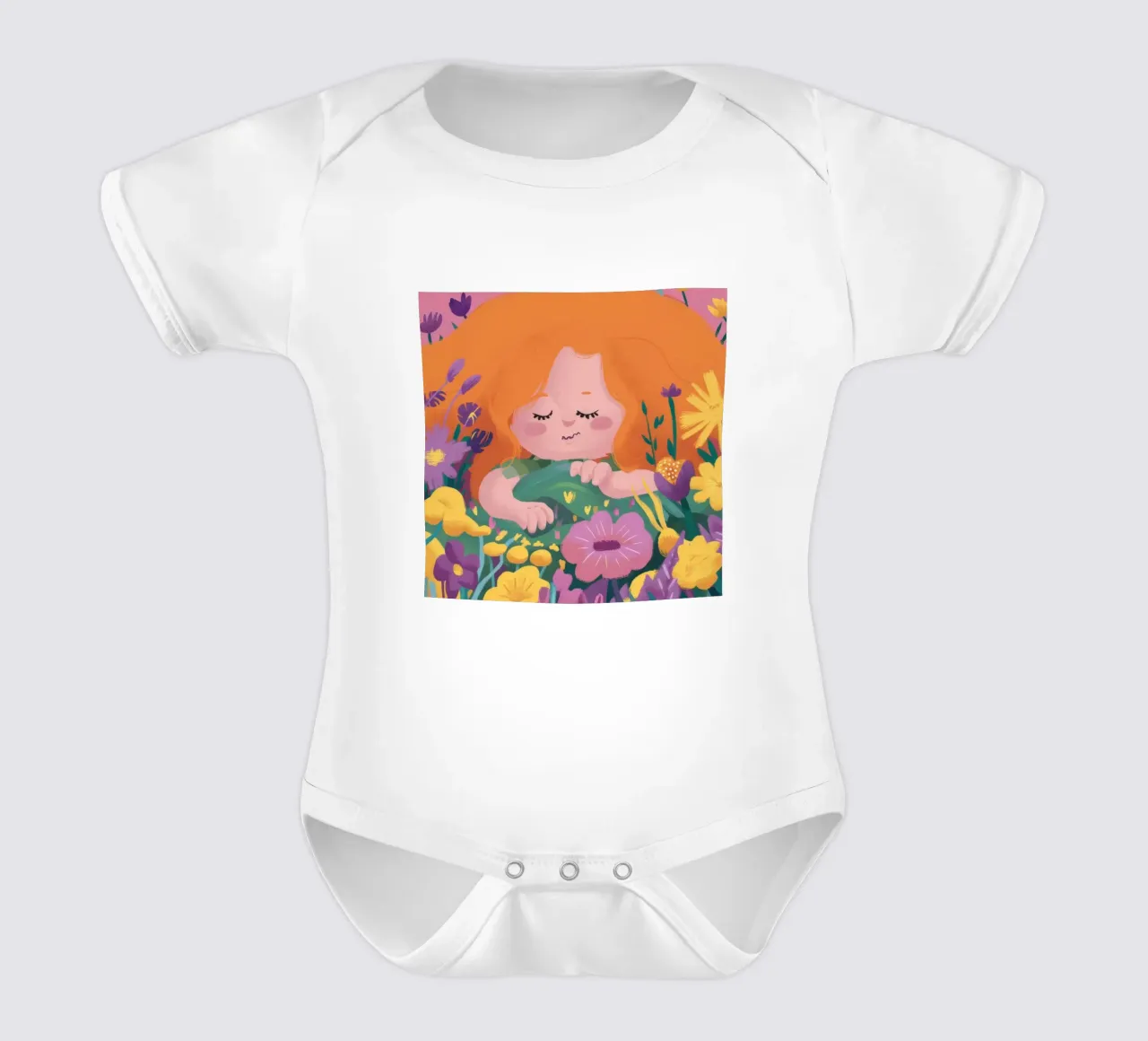 Paesaggio onirico floreale body neonato maniche corte da Petal Canvas