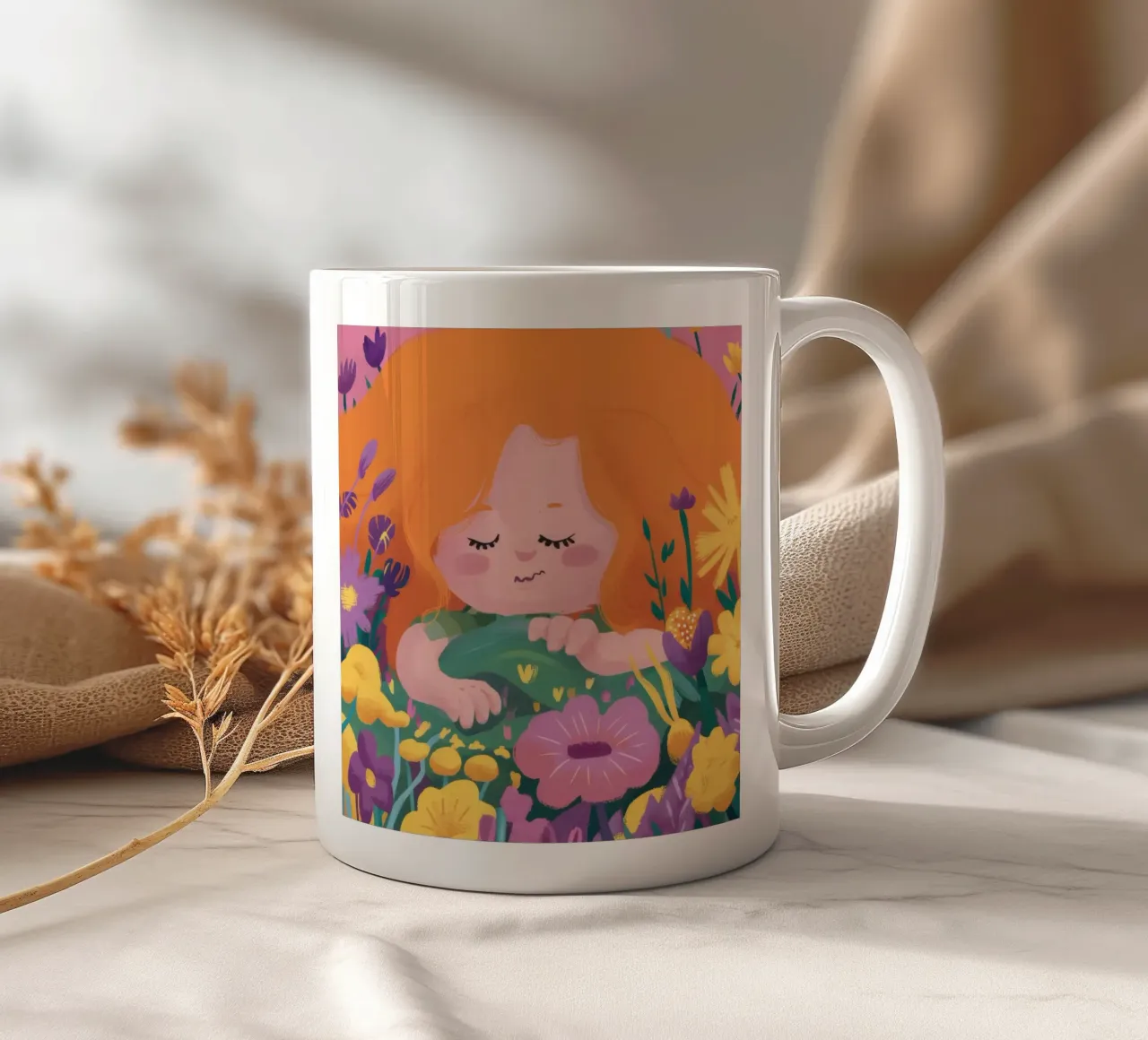 Paesaggio onirico floreale tazza in ceramica da Petal Canvas