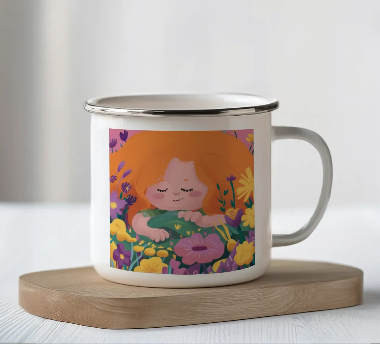 Paesaggio onirico floreale tazza in smalto da Petal Canvas