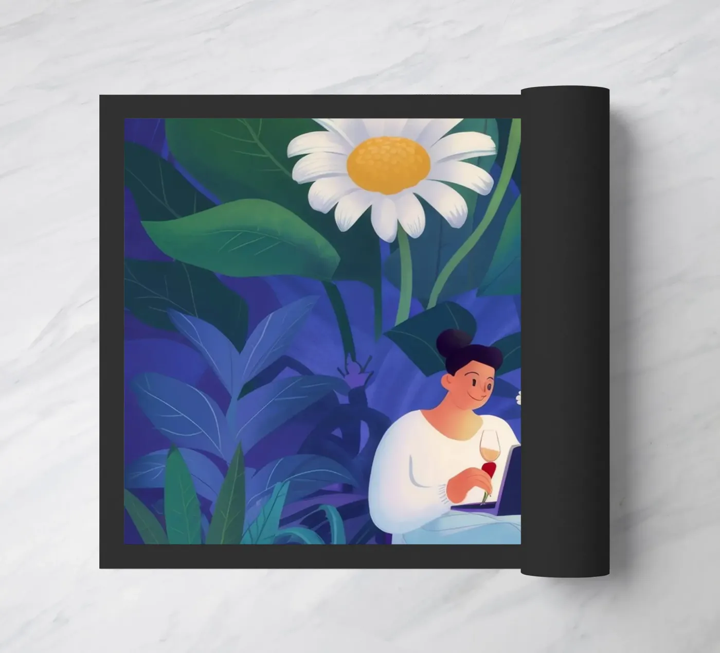 Daisy Contemplation doormat by Petal Canvas