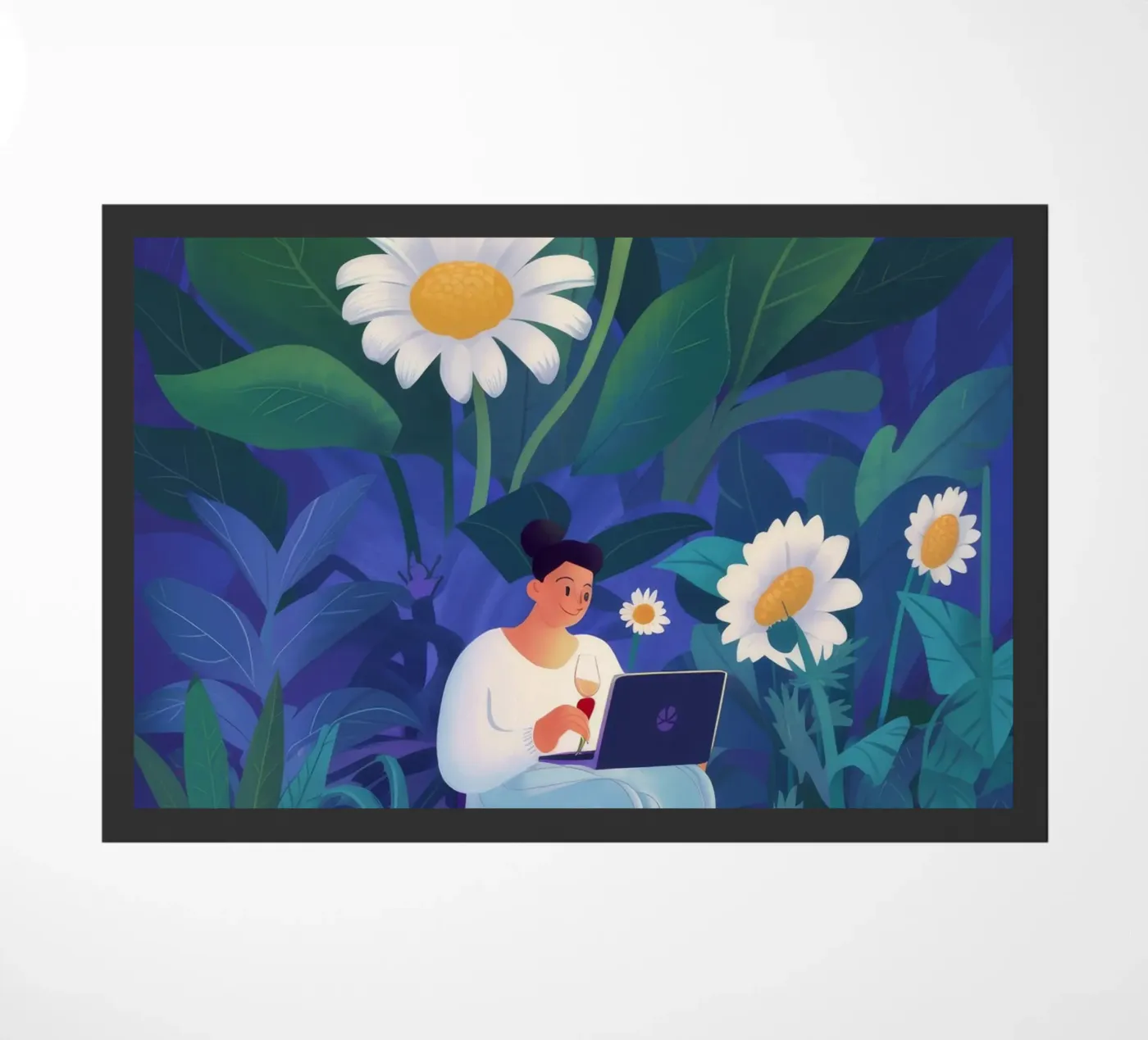 Daisy Contemplation doormat by Petal Canvas