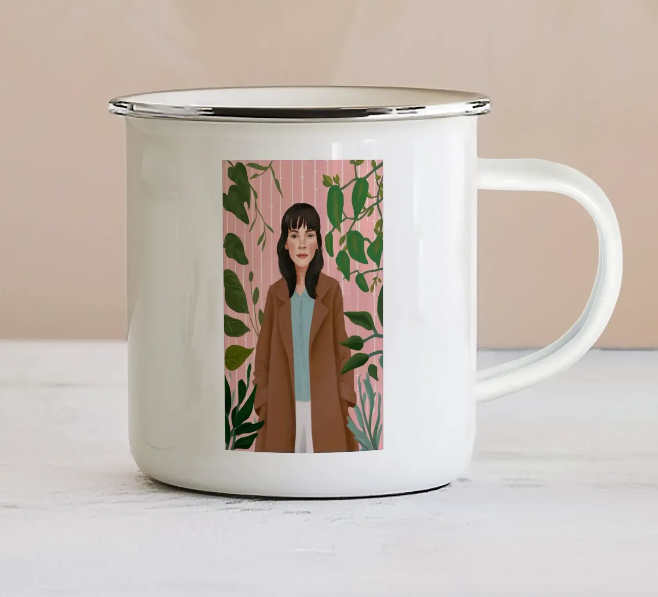Eleganza a foglie tazza in smalto da Petal Canvas
