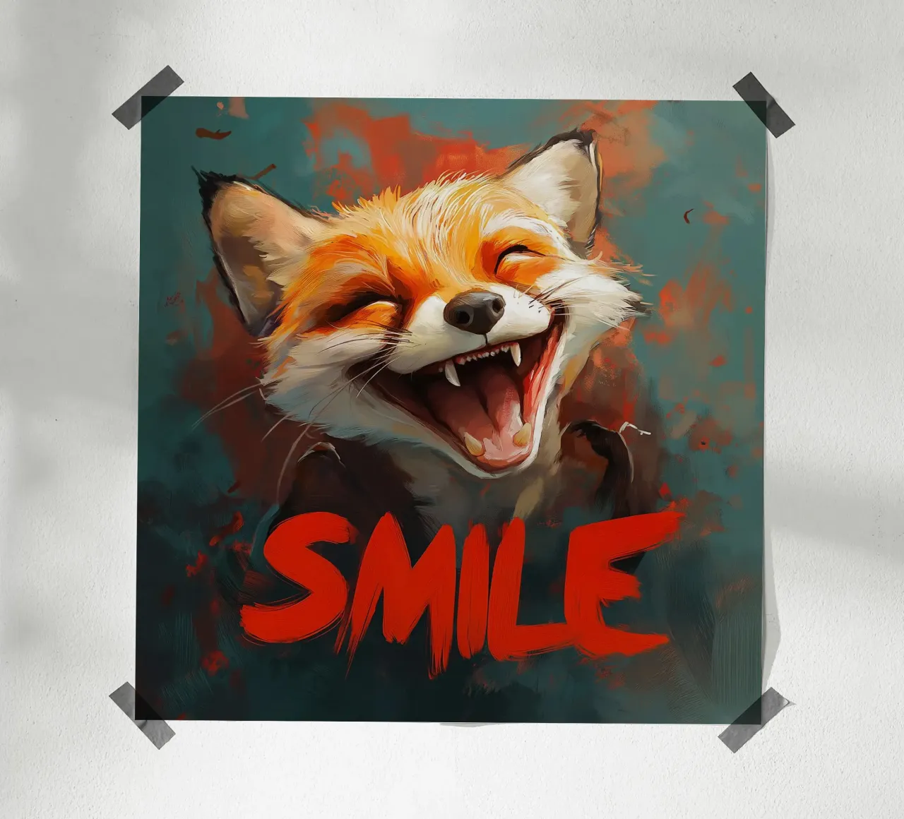 Fox Smile poster con telaio in plastica da Motivate-Today