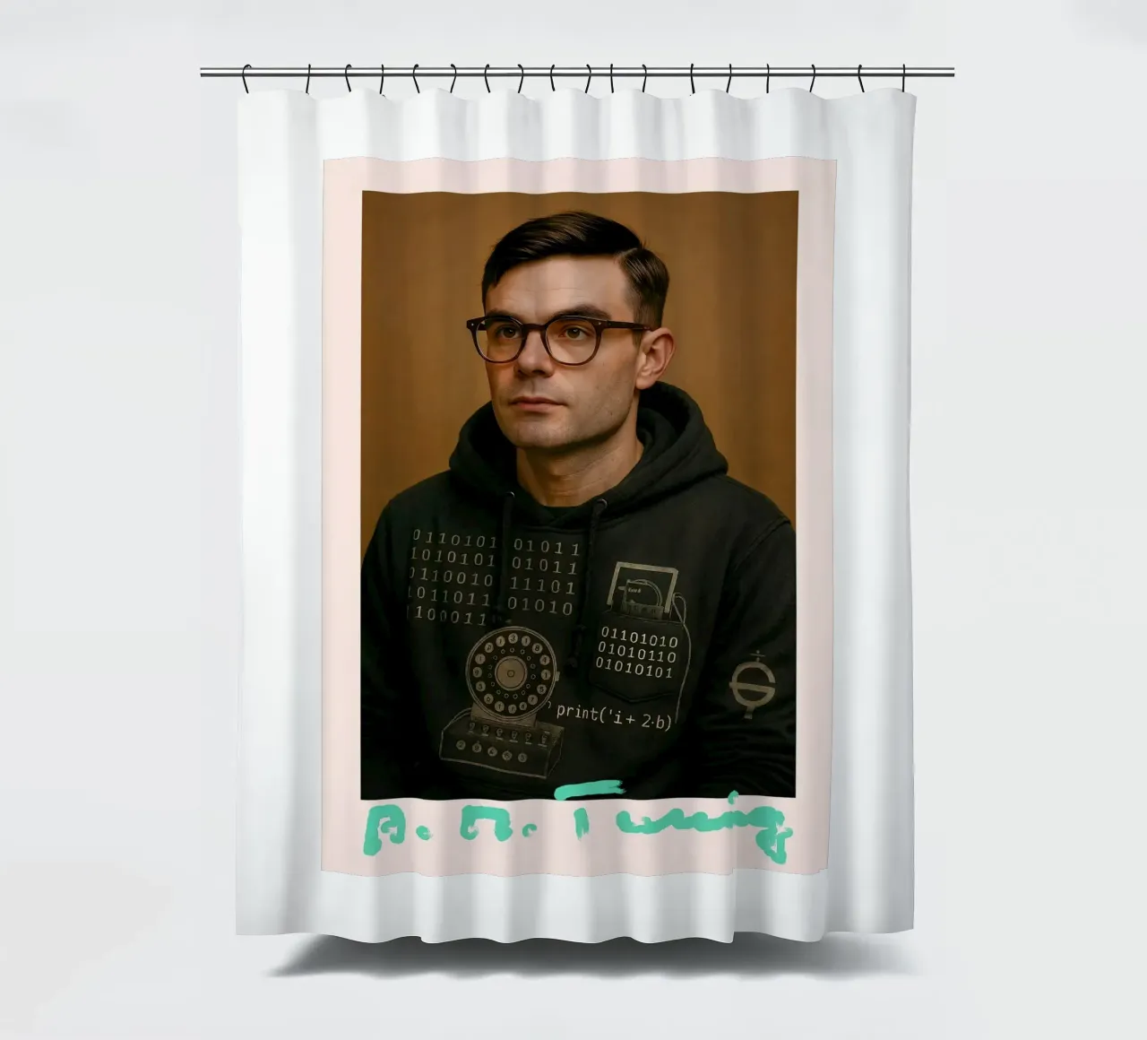 Nerd Icon – Alan Turing cortina de baño de CNTRL