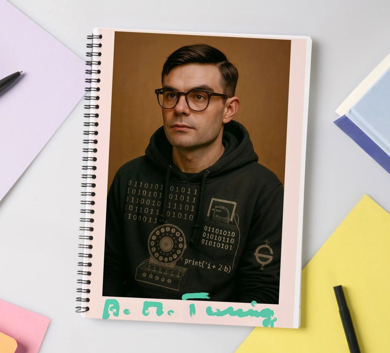 Nerd Icon – Alan Turing cuaderno de espiral de CNTRL