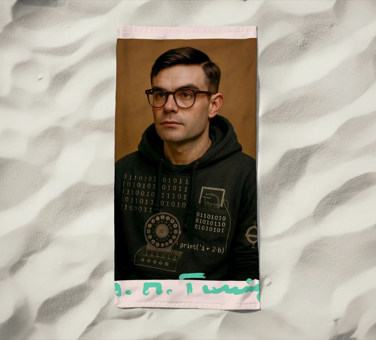 Nerd Icon – Alan Turing toalla de playa de CNTRL