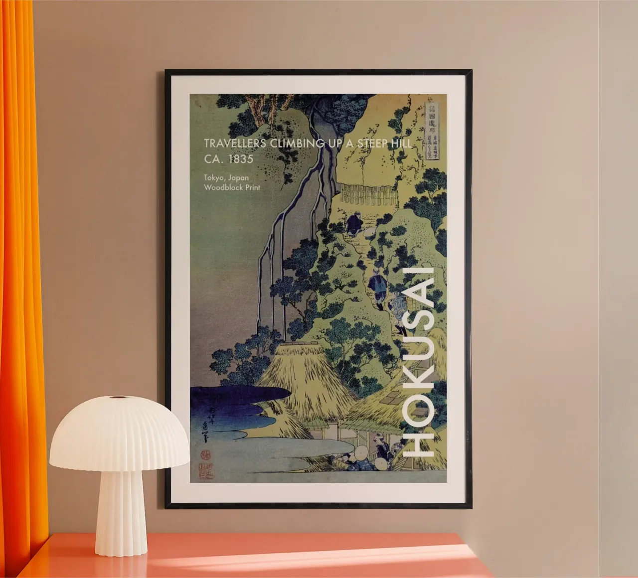 Hokusai - Travellers Climbing Up a Steep Hill poster con telaio in alluminio da Vintage by JUNIQE