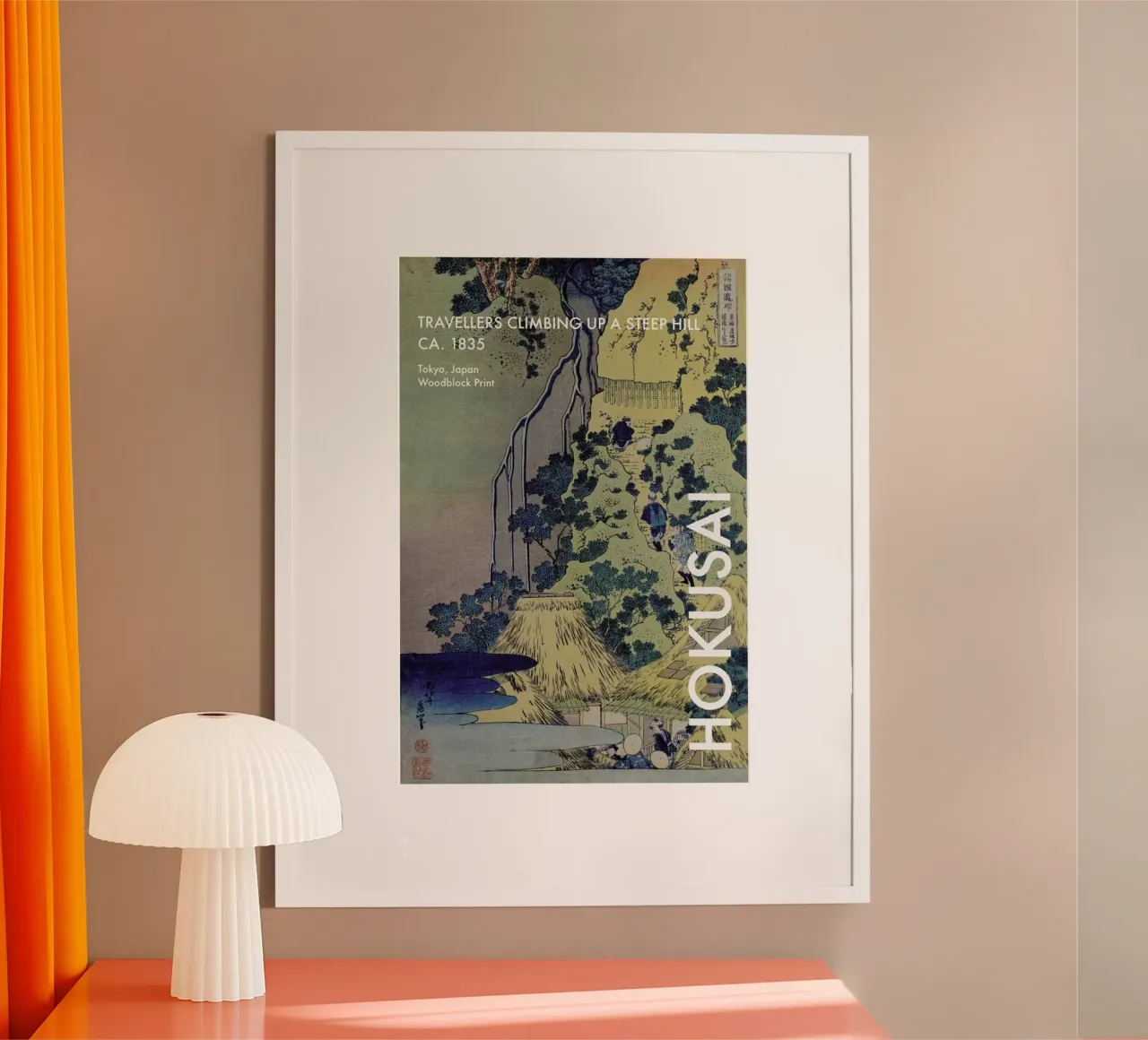 Hokusai - Travellers Climbing Up a Steep Hill poster con telaio in alluminio da Vintage by JUNIQE