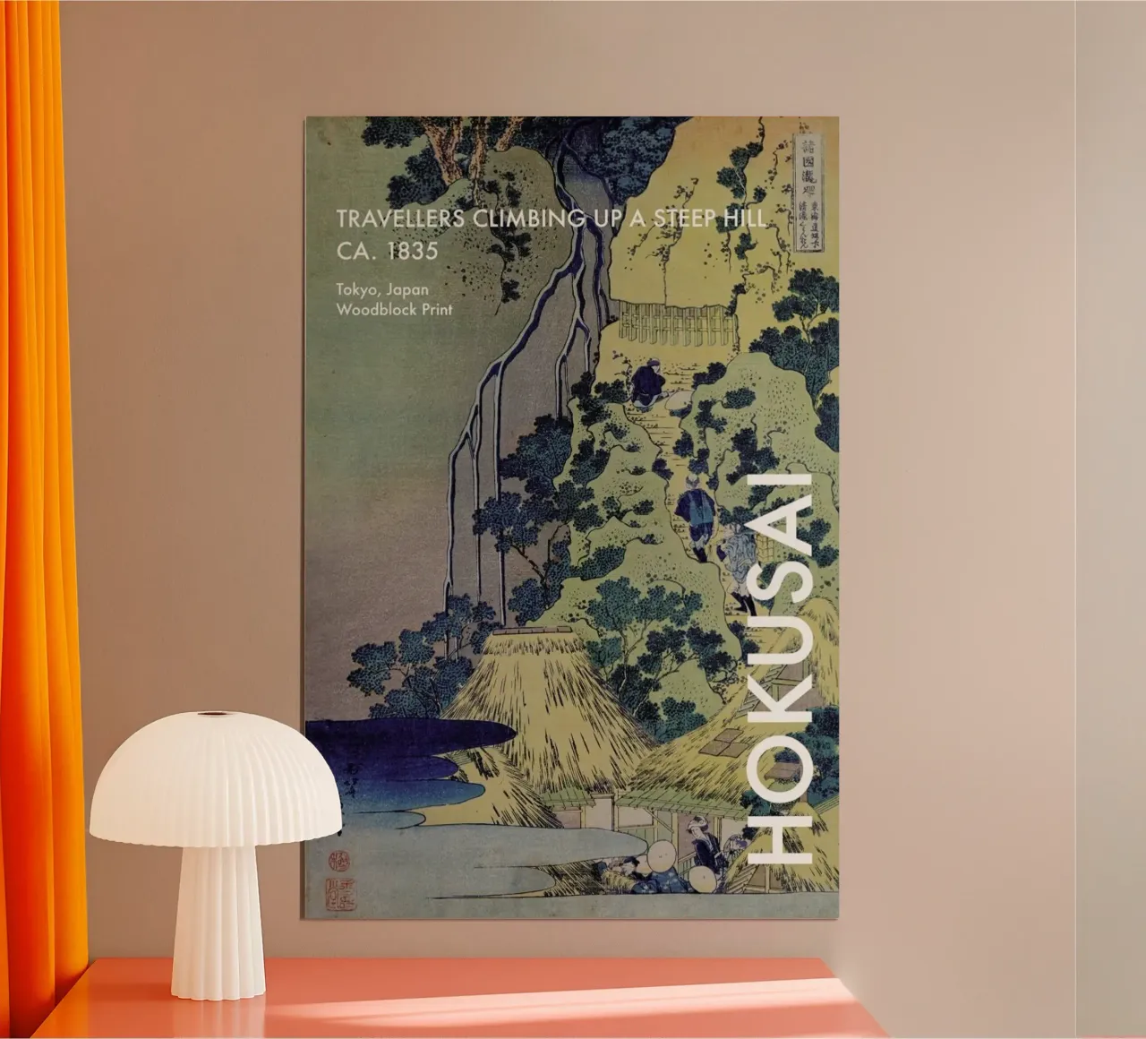 Hokusai - Travellers Climbing Up a Steep Hill poster con telaio in alluminio da Vintage by JUNIQE