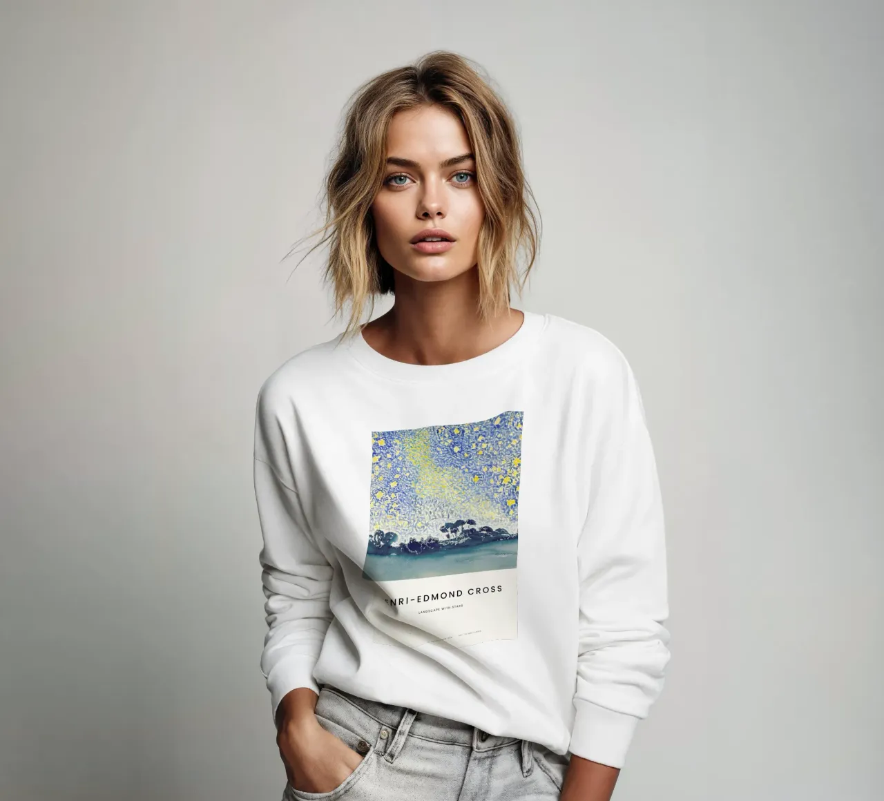 Cross - Landscape with Stars sweatshirt by Vintage by JUNIQE