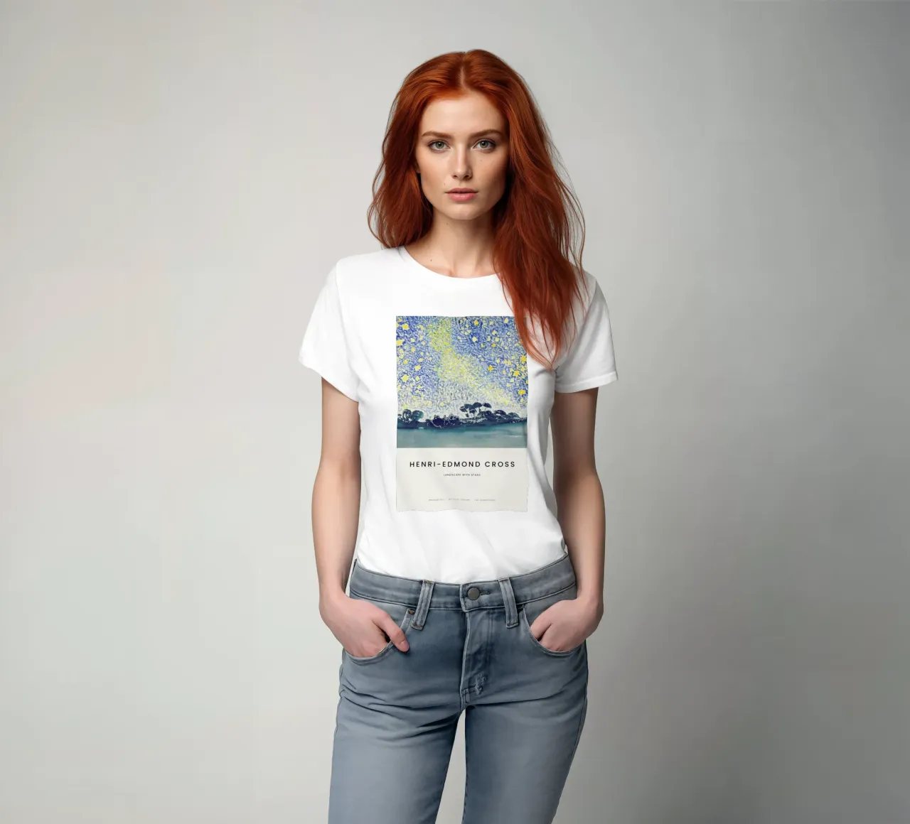 Cross - Landscape with Stars t-shirt da Vintage by JUNIQE
