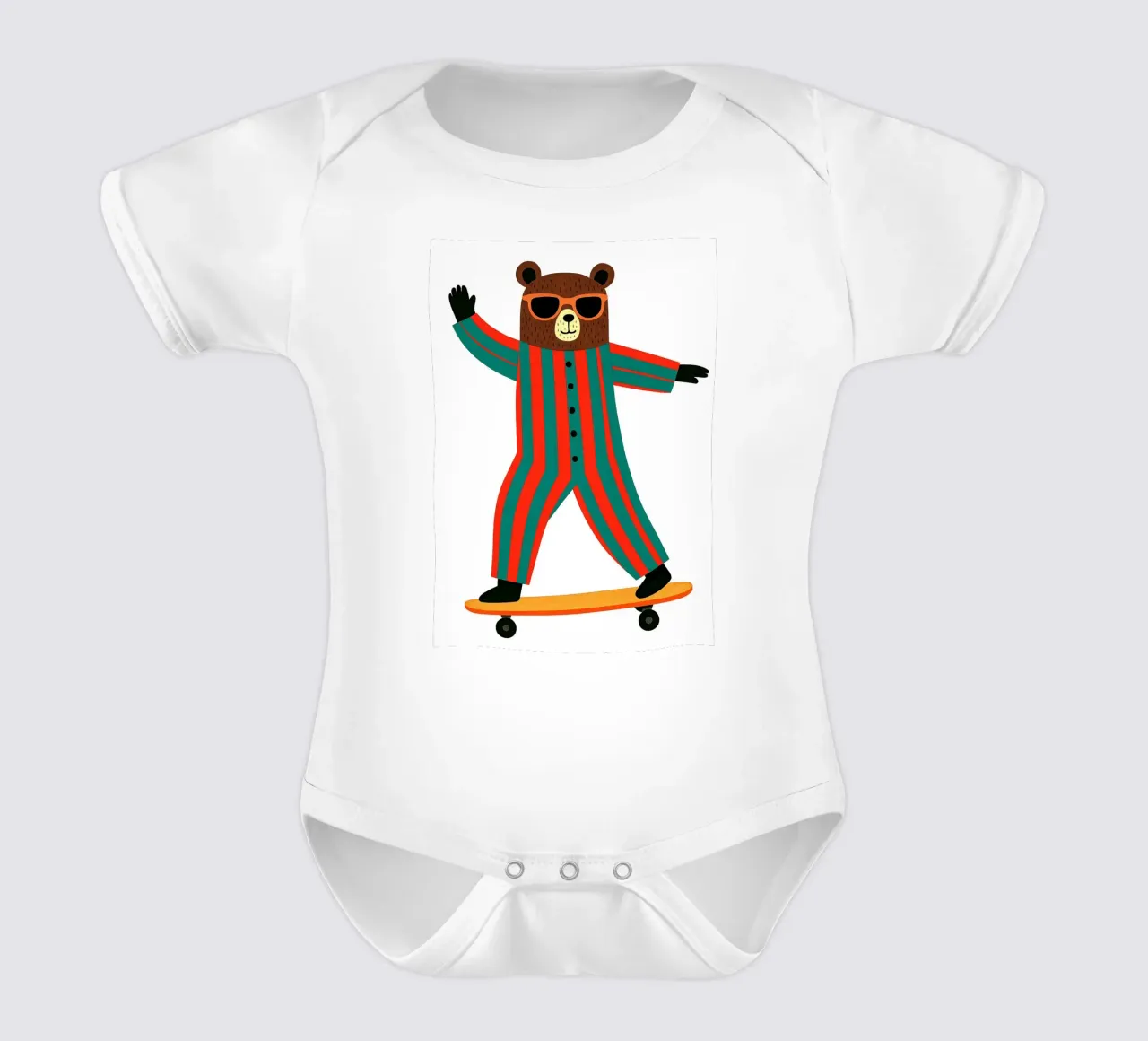 Funny Skateboarding Bear Nursery short-sleeve baby romper by the gan gan