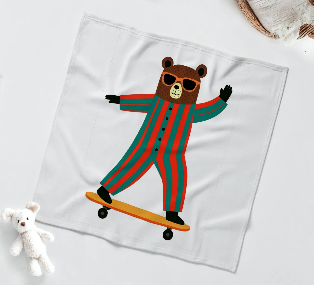 Divertente cameretta per orsi skateboard coperta in pile da the gan gan