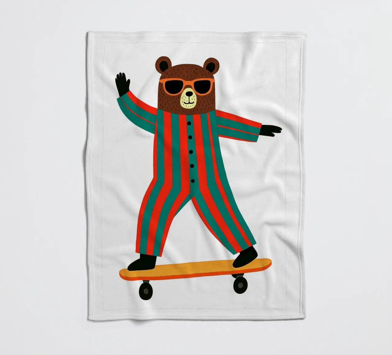 Divertente cameretta per orsi skateboard coperta in pile da the gan gan