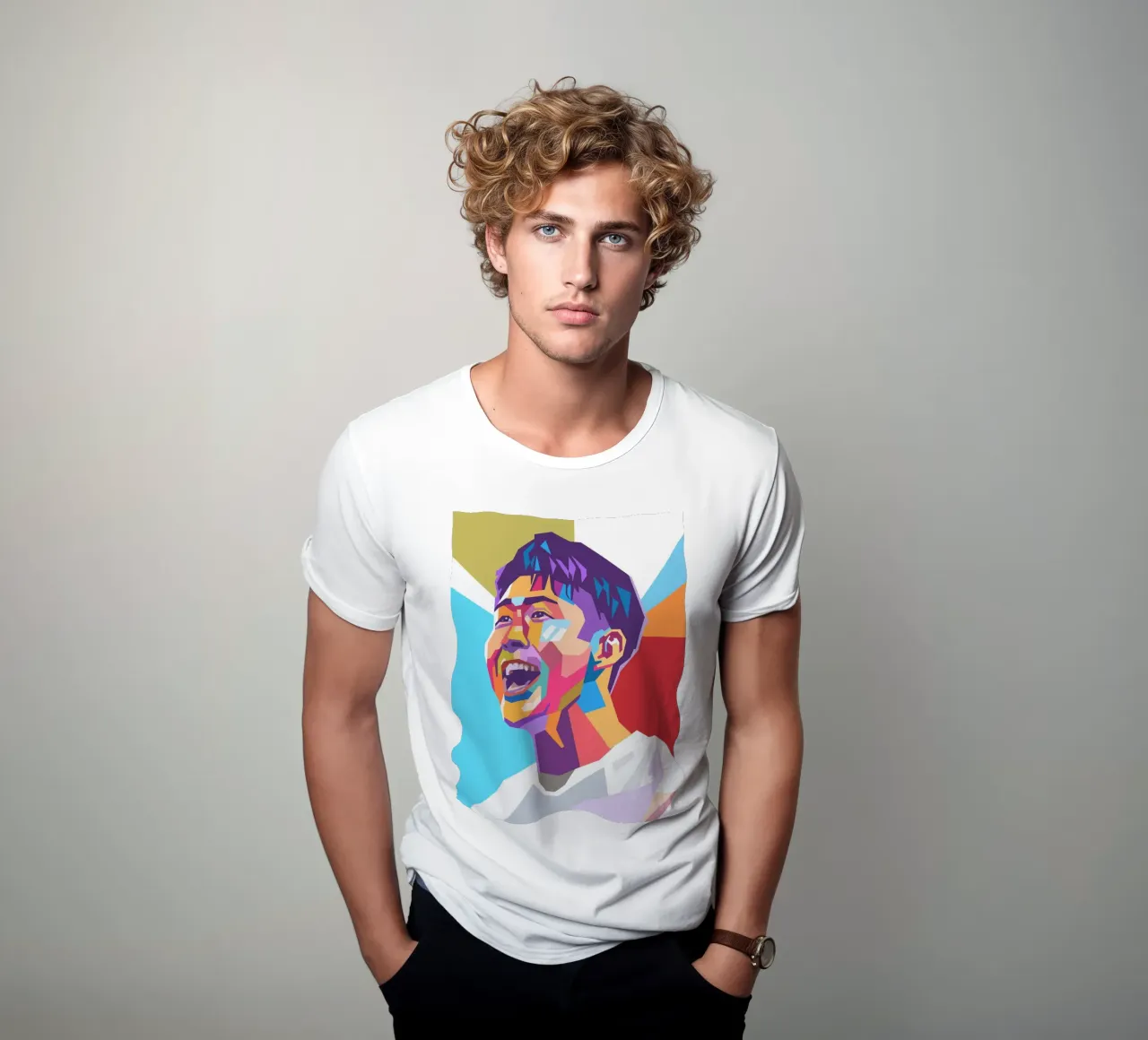 Son Heung-Min pop art portrait t-shirt by Hantamrata