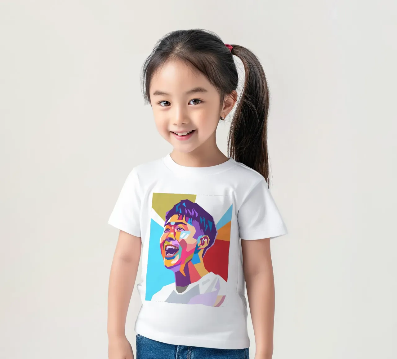 Son Heung-Min pop art portrait kids t-shirt by Hantamrata