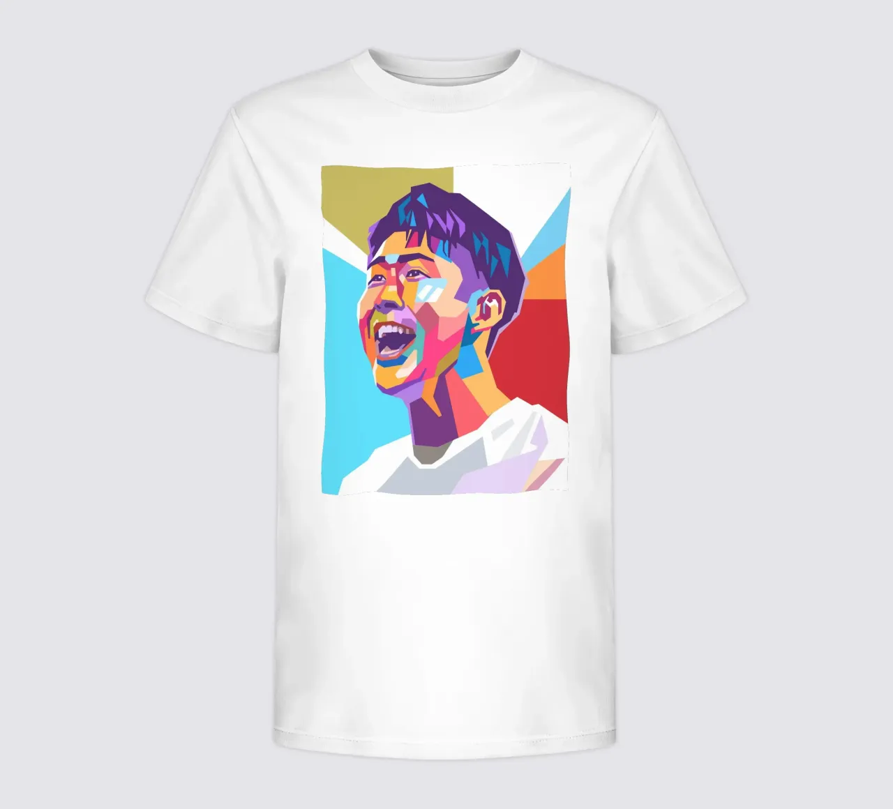 Son Heung-Min pop art portrait kids t-shirt by Hantamrata