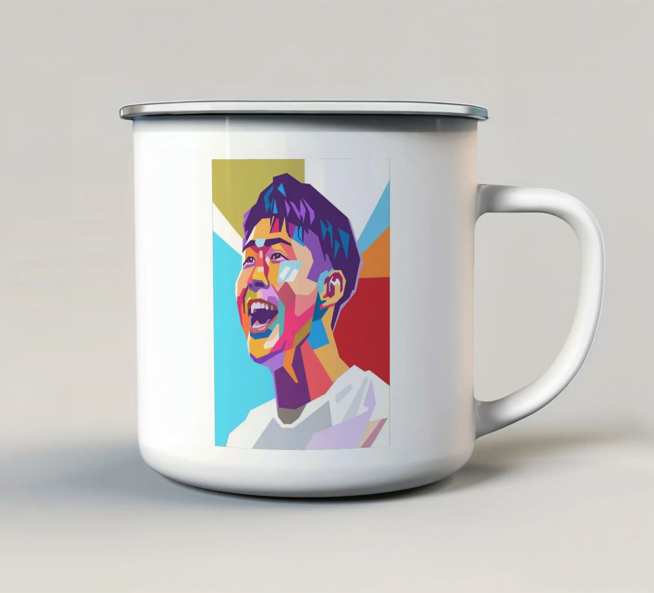 Son Heung-Min ritratto pop art tazza in smalto da Hantamrata